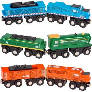 Classic Trains – 6 Pieces Wooden Railroad Set – Magnetic Toy Trains